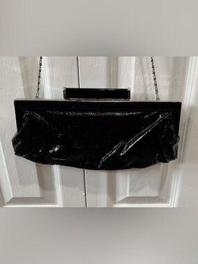 Aldo Black Patent Clutch with Chain Strap